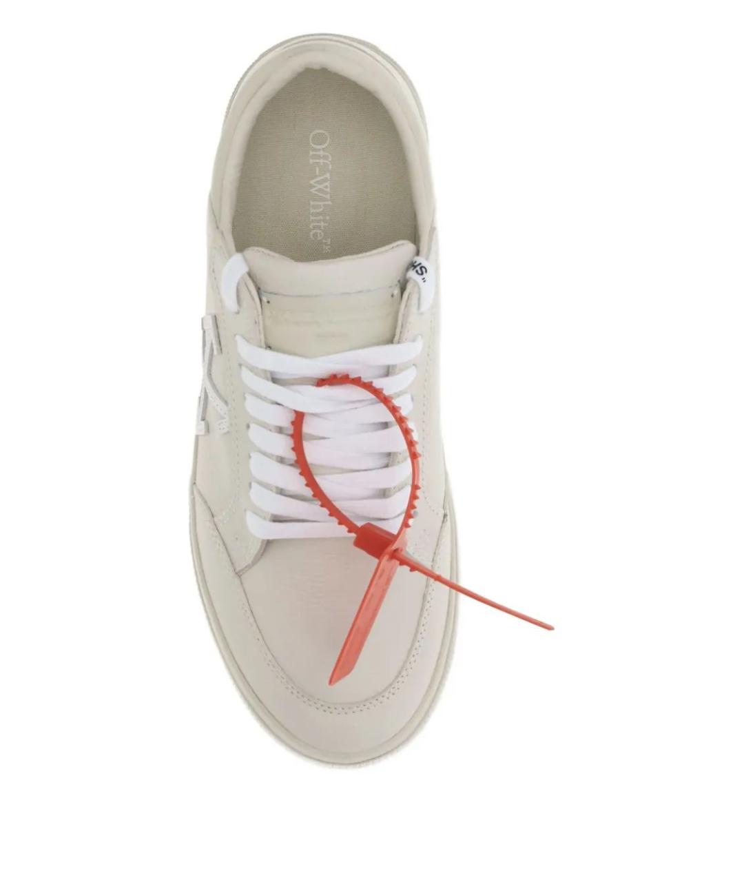 OFF-WHITE Бежевые кожаные низкие кроссовки / кеды, фото 3