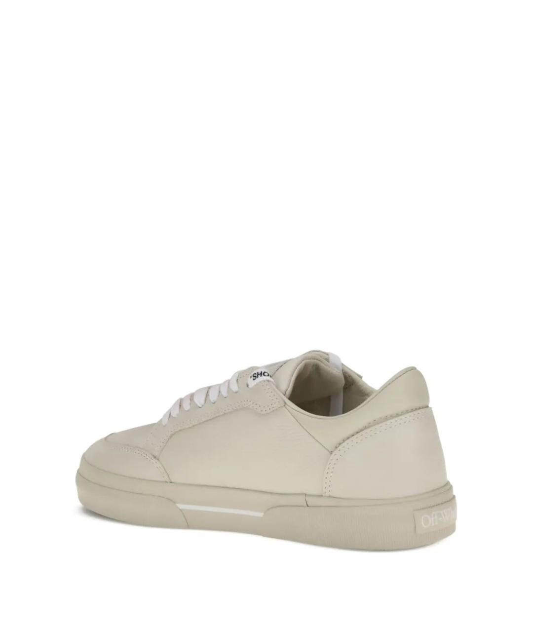 OFF-WHITE Бежевые кожаные низкие кроссовки / кеды, фото 4