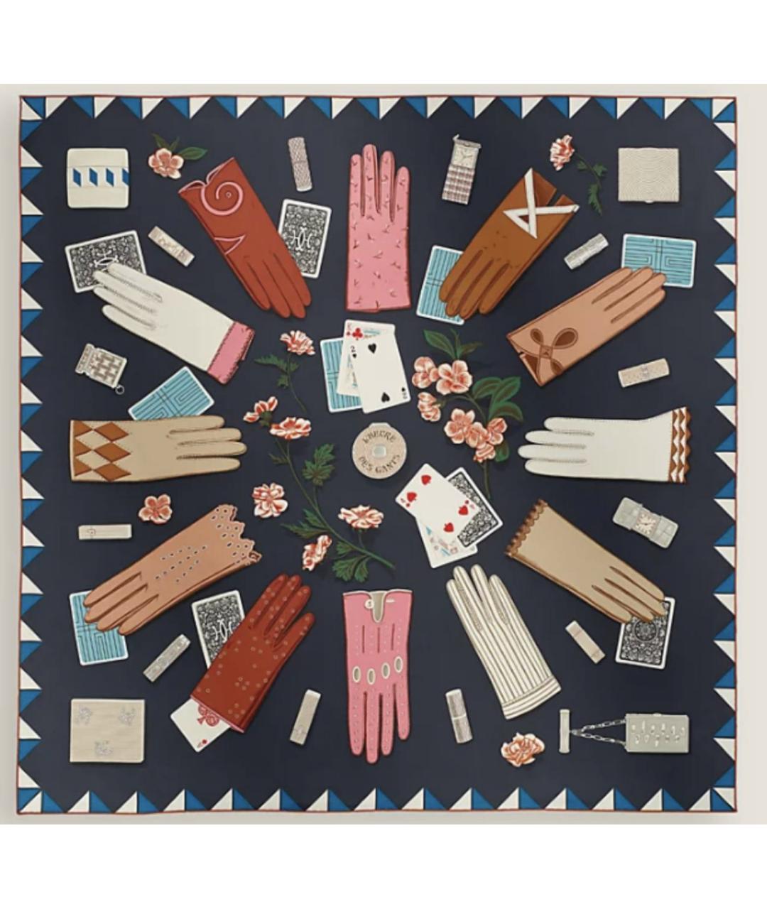 HERMES Темно-синий шелковый платок, фото 2