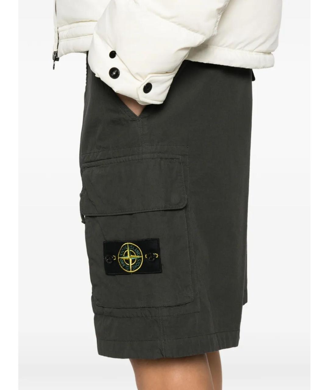 STONE ISLAND Зеленые хлопковые шорты, фото 4