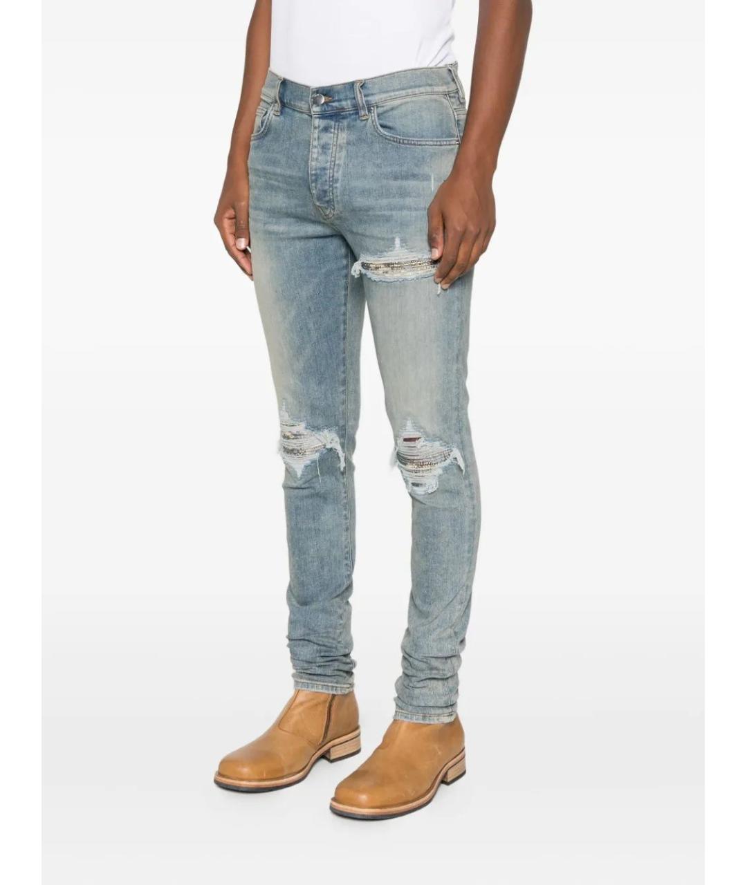 AMIRI Голубые хлопковые джинсы скинни, фото 2