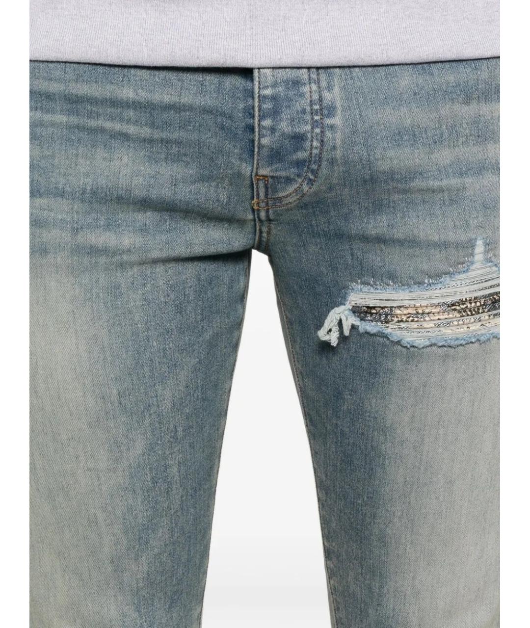AMIRI Голубые хлопковые джинсы скинни, фото 4