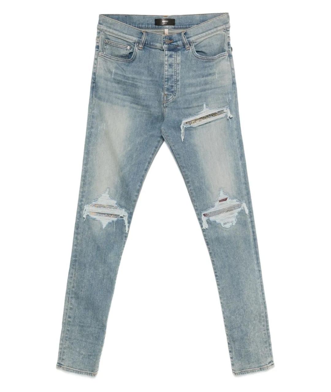 AMIRI Голубые хлопковые джинсы скинни, фото 1