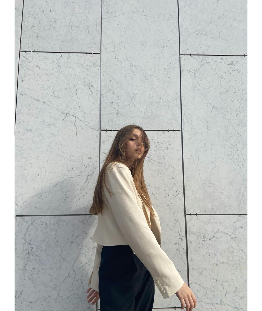 12 STOREEZ Бежевый вискозный жакет/пиджак, фото 7