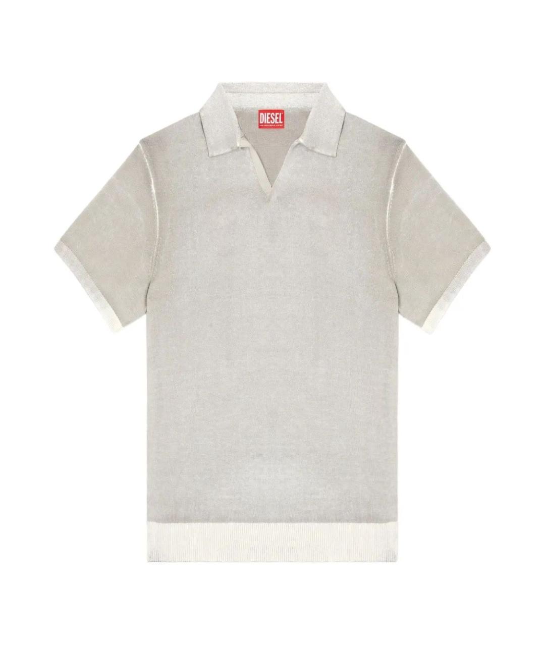 DIESEL Серое вискозное поло с коротким рукавом, фото 1