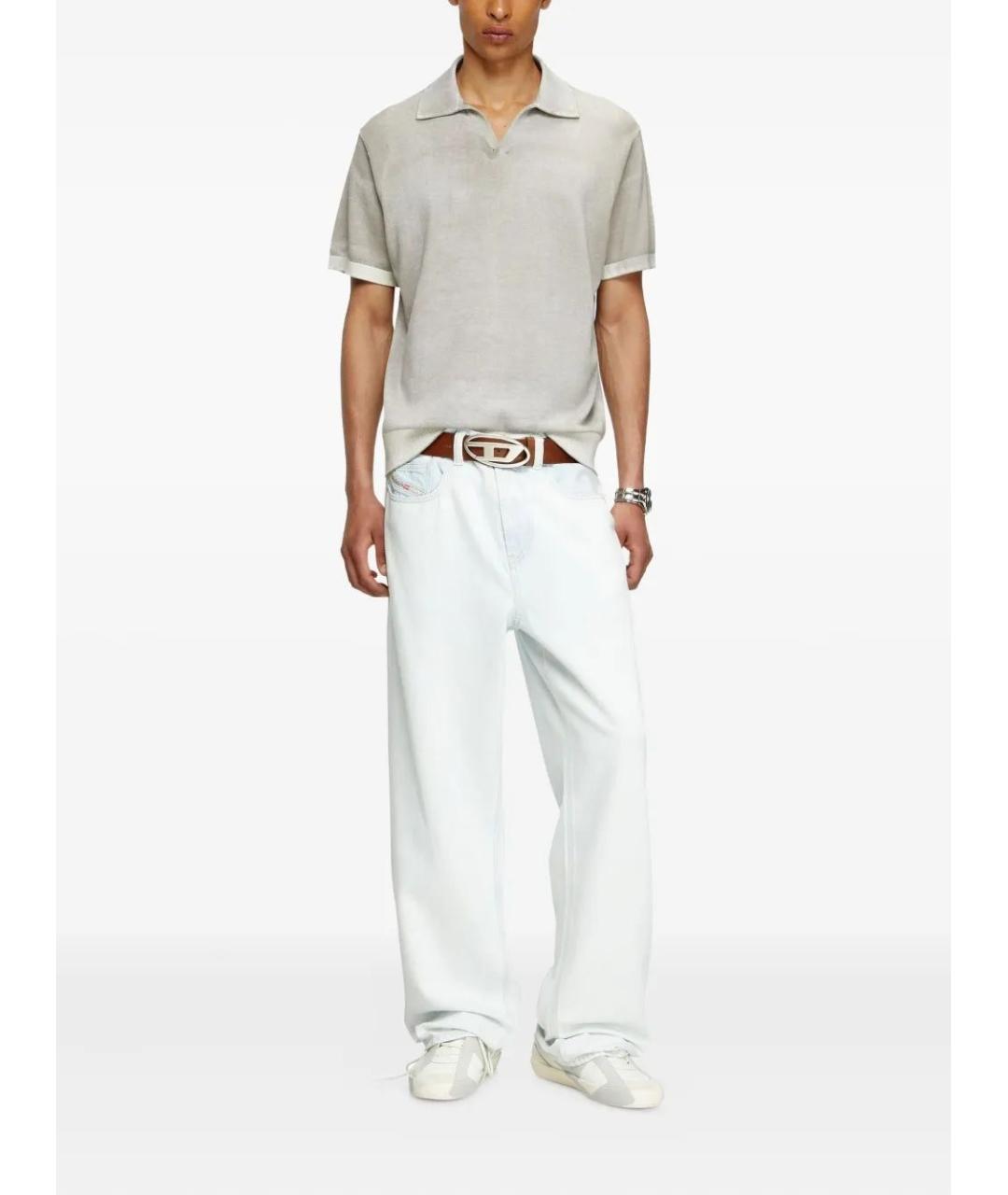 DIESEL Серое вискозное поло с коротким рукавом, фото 2