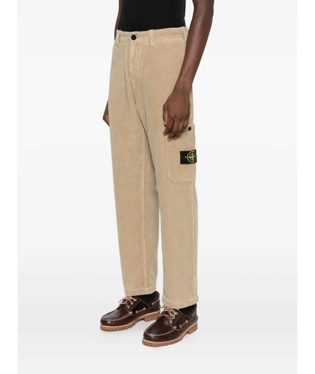 STONE ISLAND Бежевые хлопковые повседневные брюки, фото 2