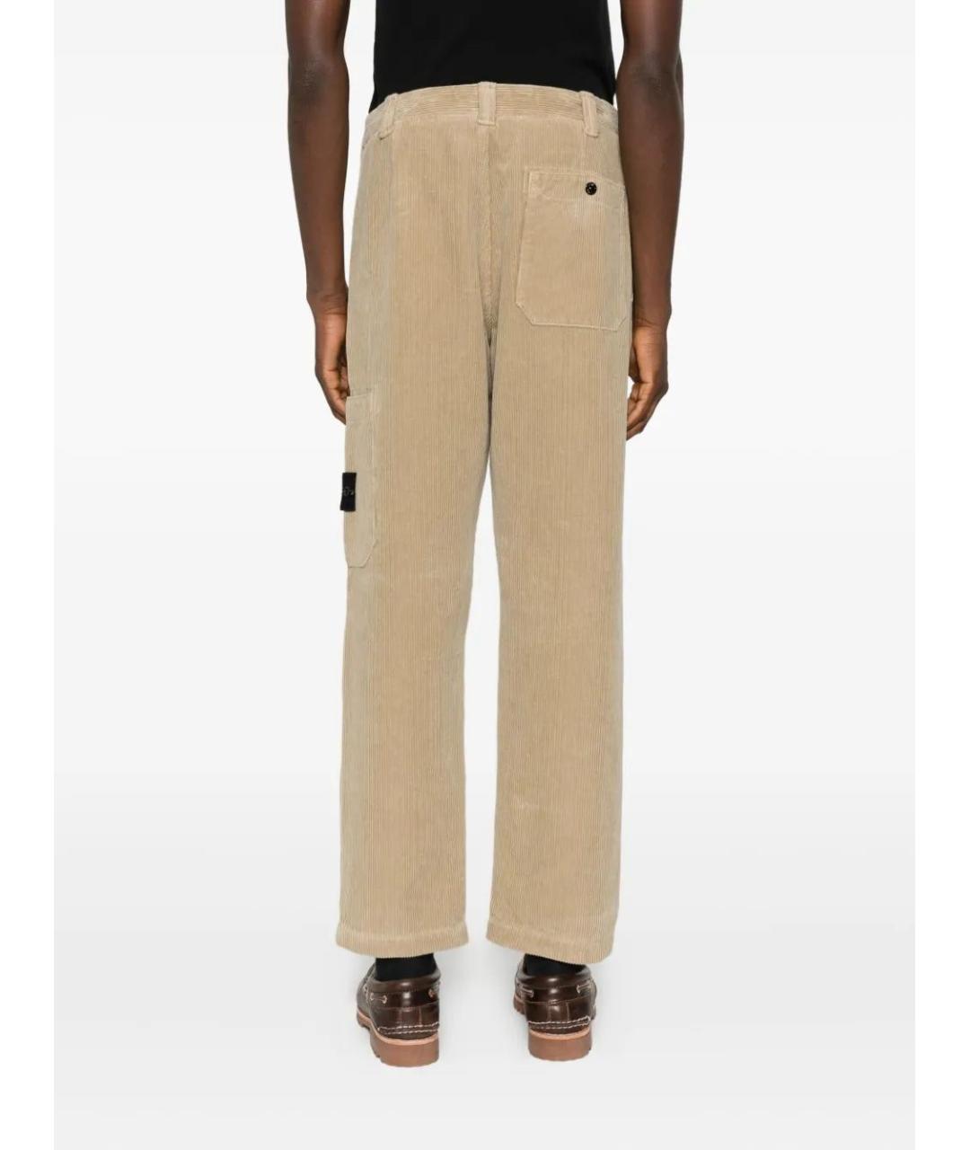 STONE ISLAND Бежевые хлопковые повседневные брюки, фото 3