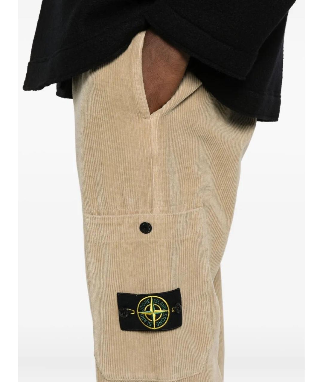 STONE ISLAND Бежевые хлопковые повседневные брюки, фото 4