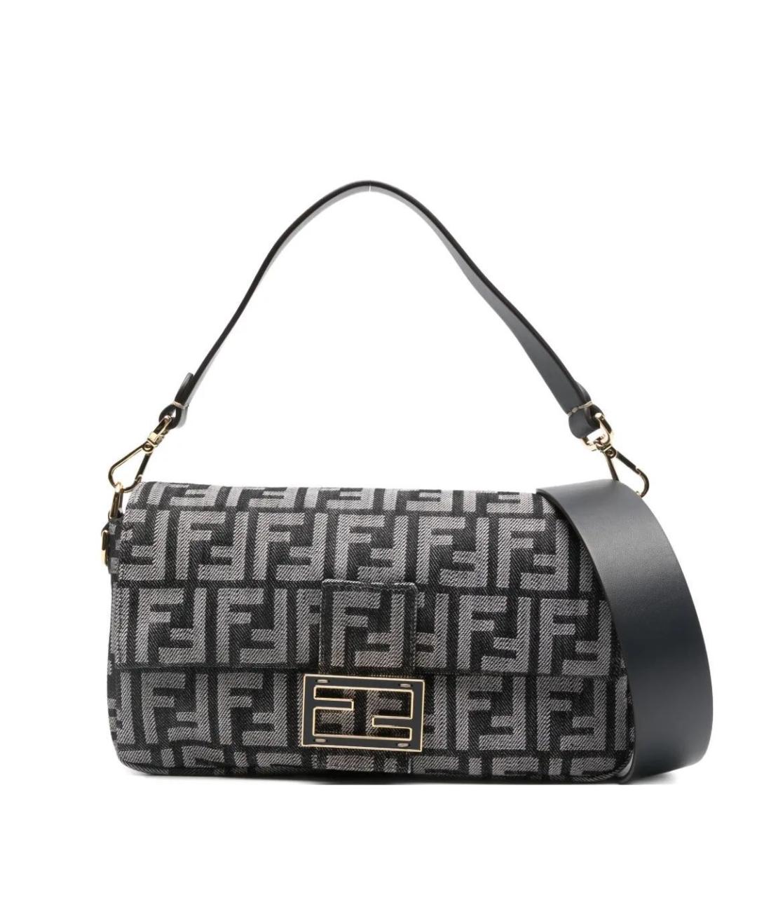 FENDI Черная синтетическая сумка через плечо, фото 2