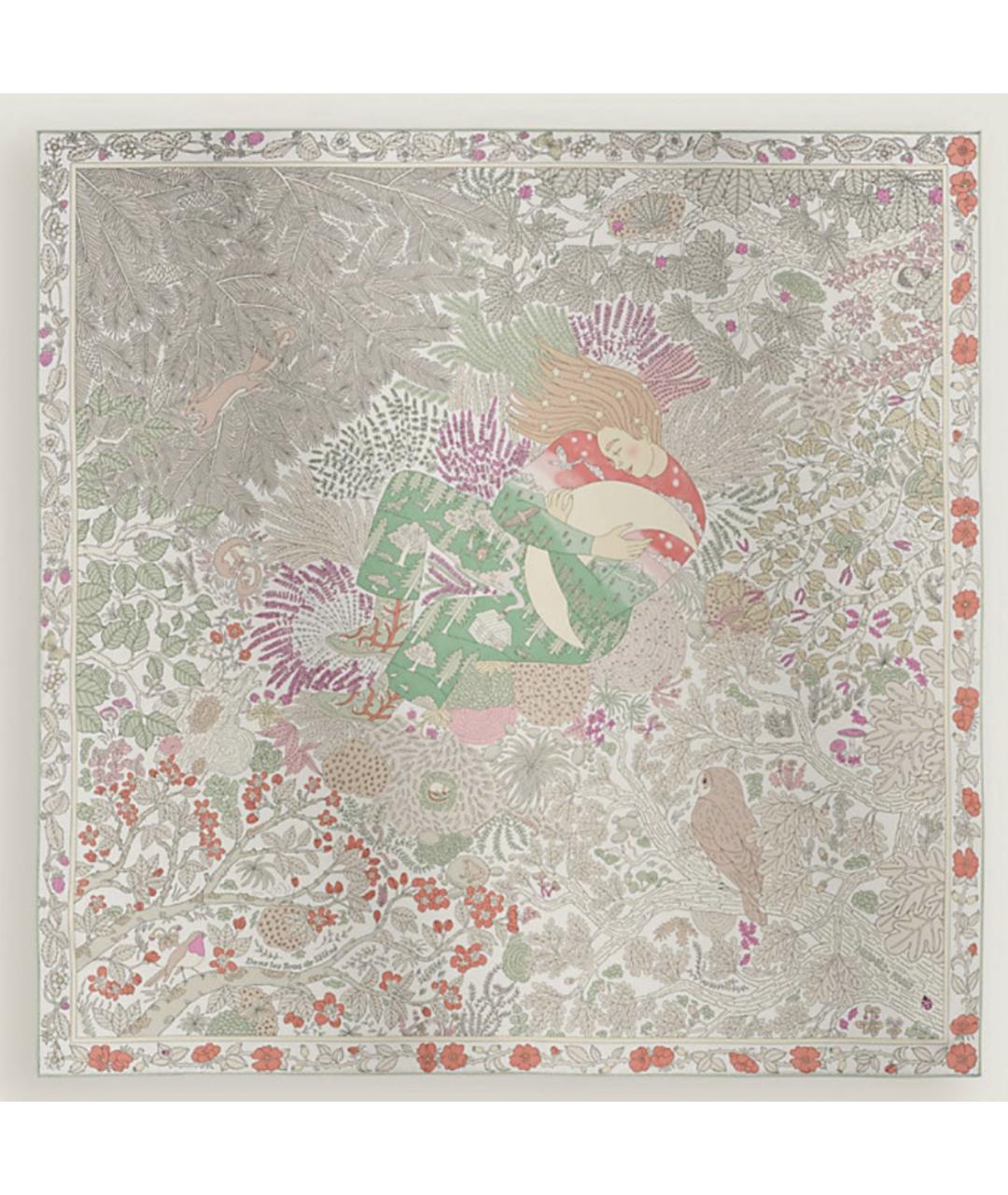 HERMES Белый шелковый платок, фото 2