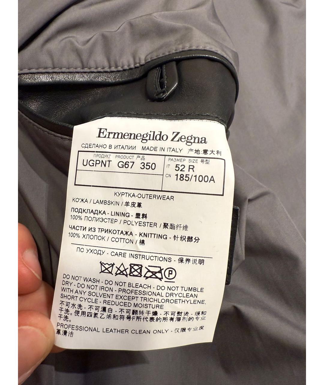 ERMENEGILDO ZEGNA XXX Зеленая кожаная куртка, фото 7