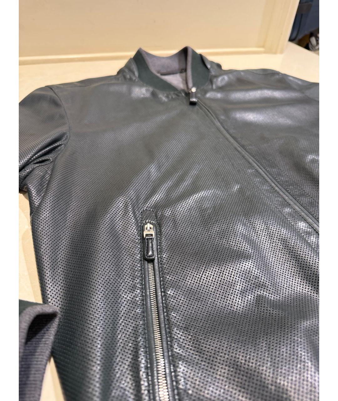 ERMENEGILDO ZEGNA XXX Зеленая кожаная куртка, фото 3