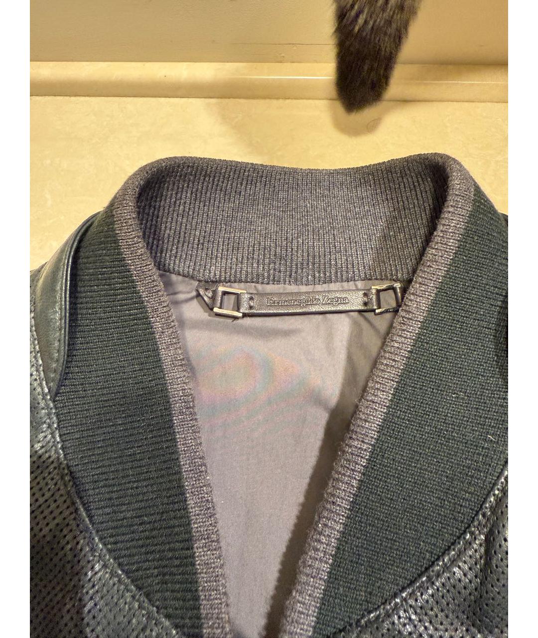 ERMENEGILDO ZEGNA XXX Зеленая кожаная куртка, фото 5