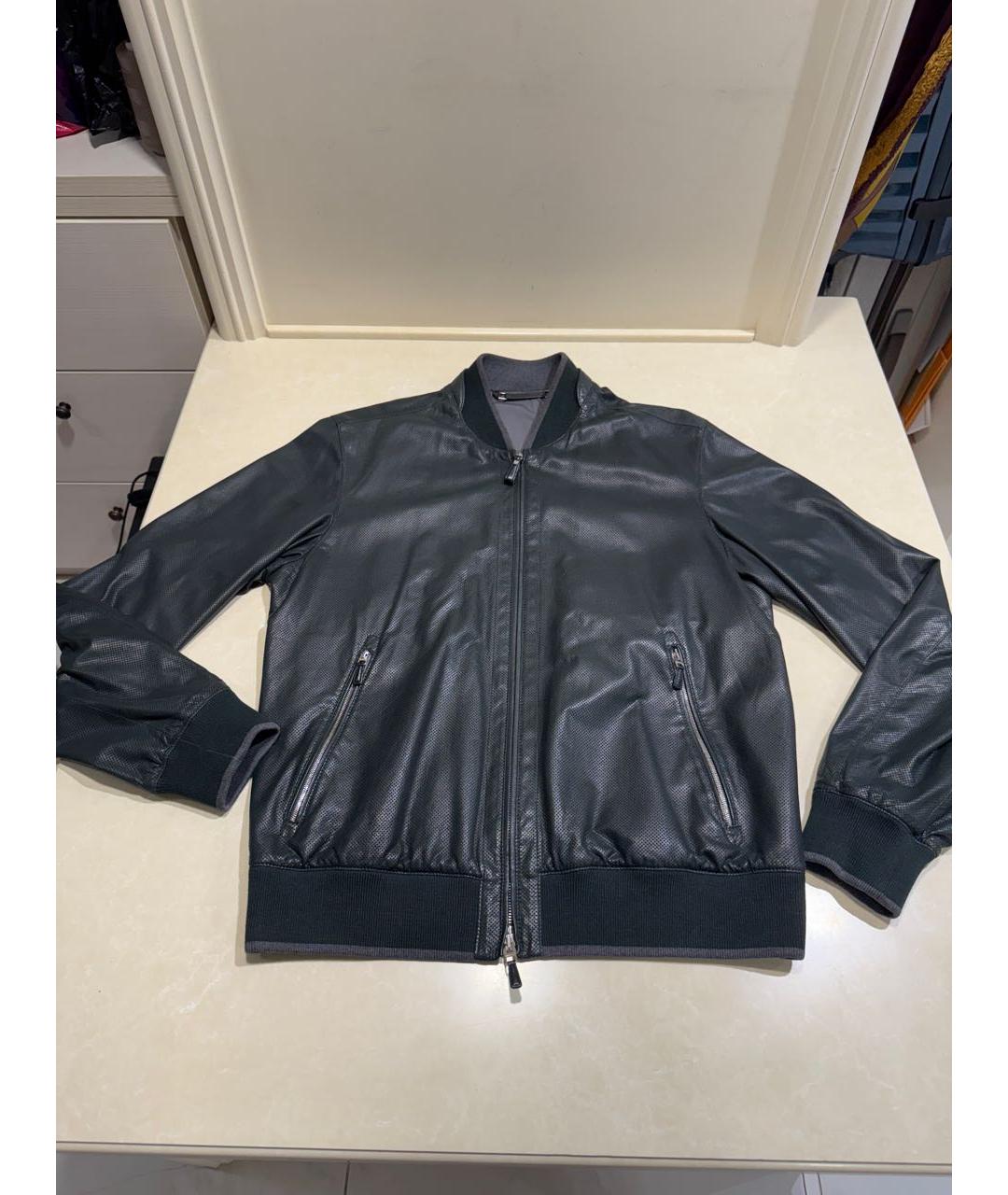 ERMENEGILDO ZEGNA XXX Зеленая кожаная куртка, фото 9