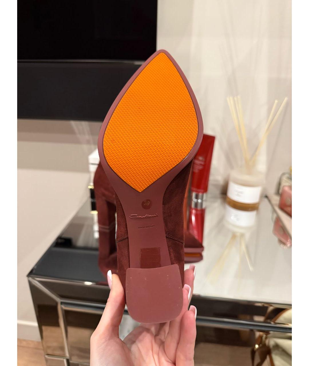 SANTONI Бордовые замшевые ботильоны, фото 6