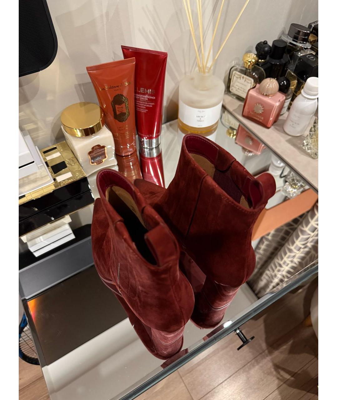 SANTONI Бордовые замшевые ботильоны, фото 3