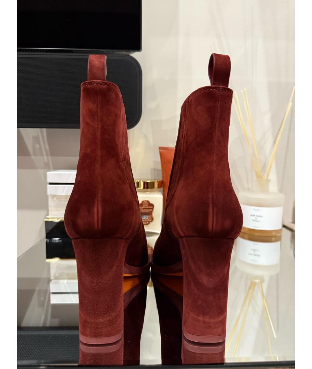 SANTONI Бордовые замшевые ботильоны, фото 4