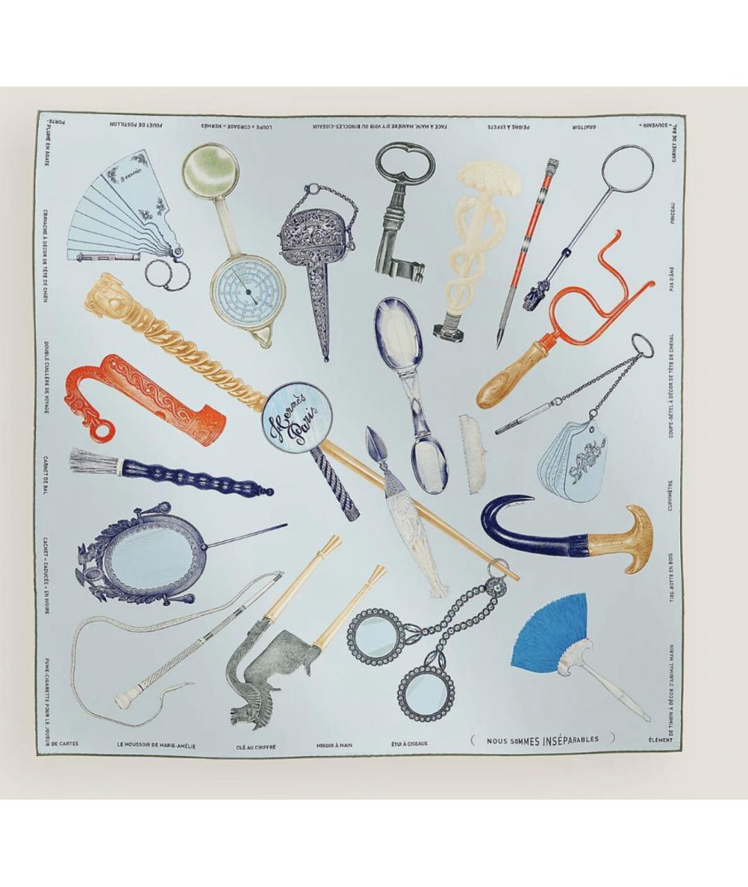 HERMES Голубой шелковый платок, фото 3