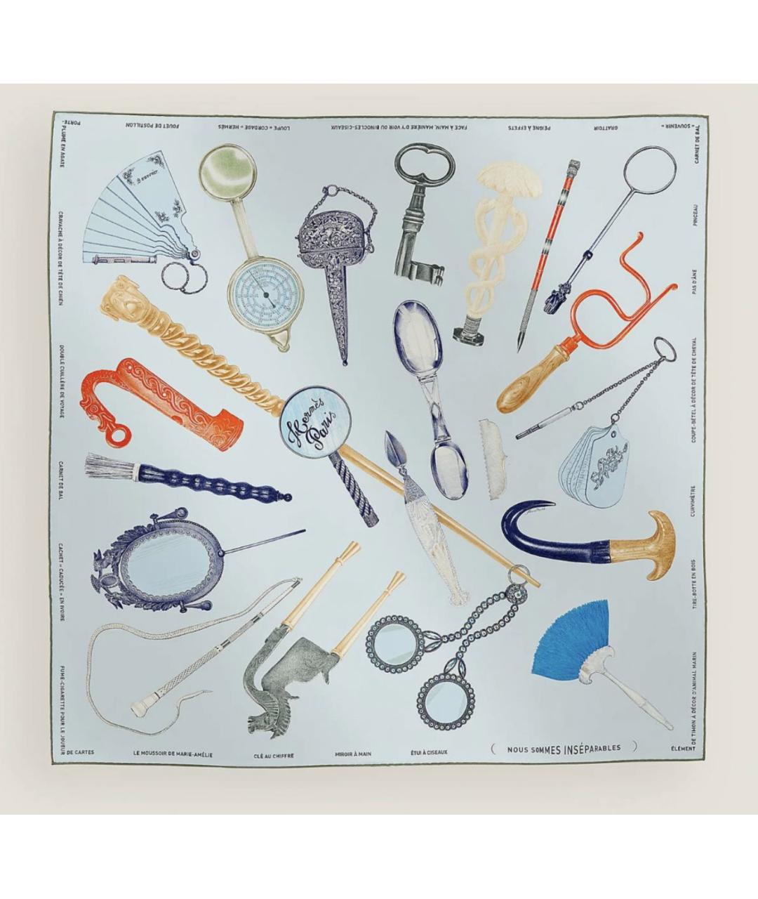 HERMES Голубой шелковый платок, фото 2