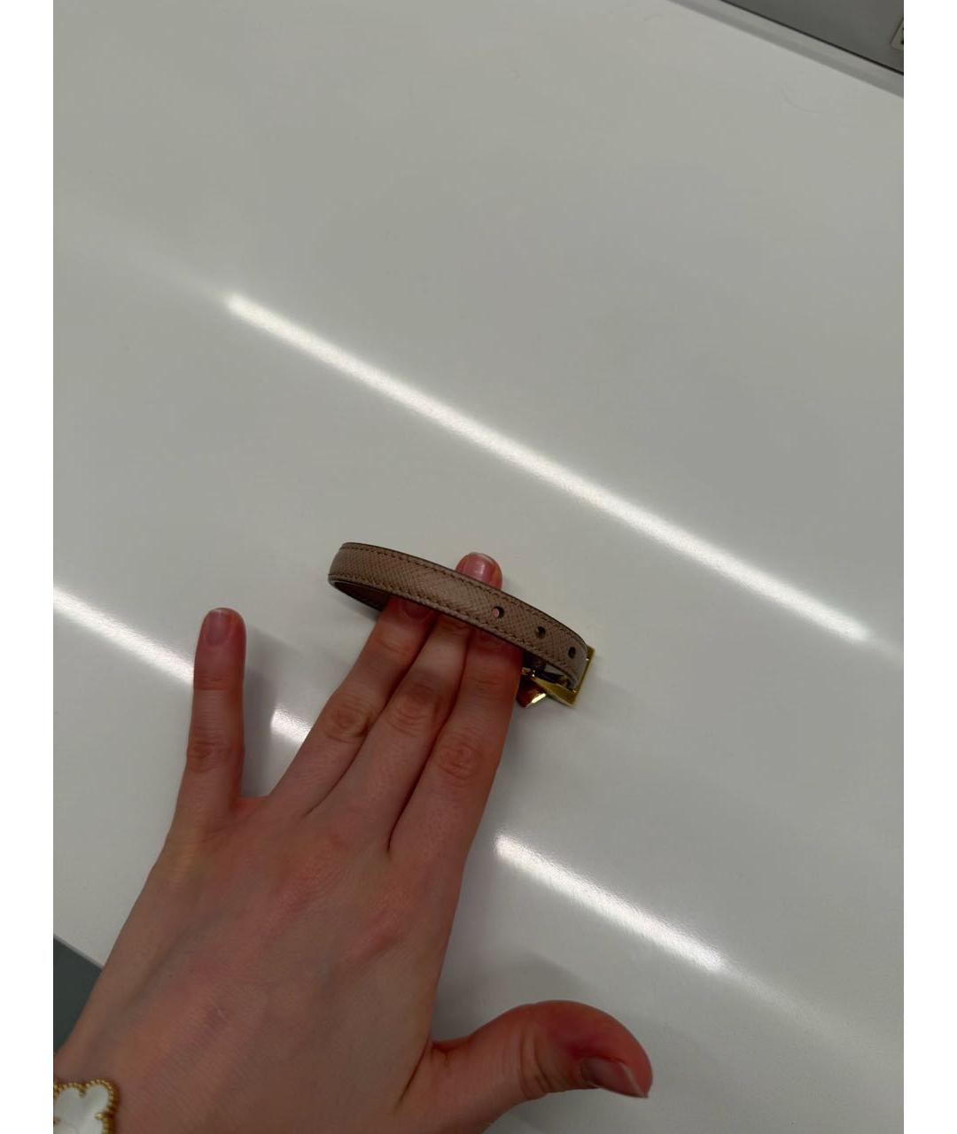 PRADA Бежевый кожаный браслет, фото 3