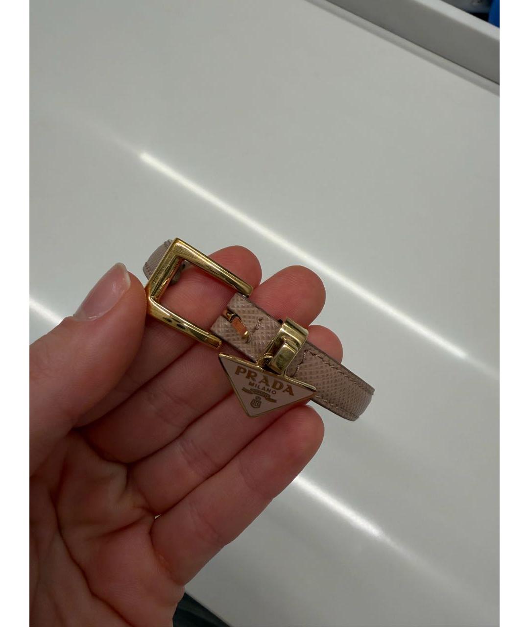 PRADA Бежевый кожаный браслет, фото 4