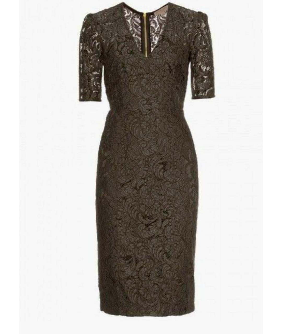 BURBERRY Хаки кружевное коктейльное платье, фото 8