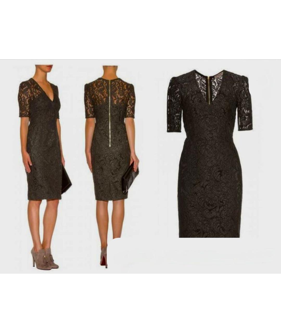 BURBERRY Хаки кружевное коктейльное платье, фото 7