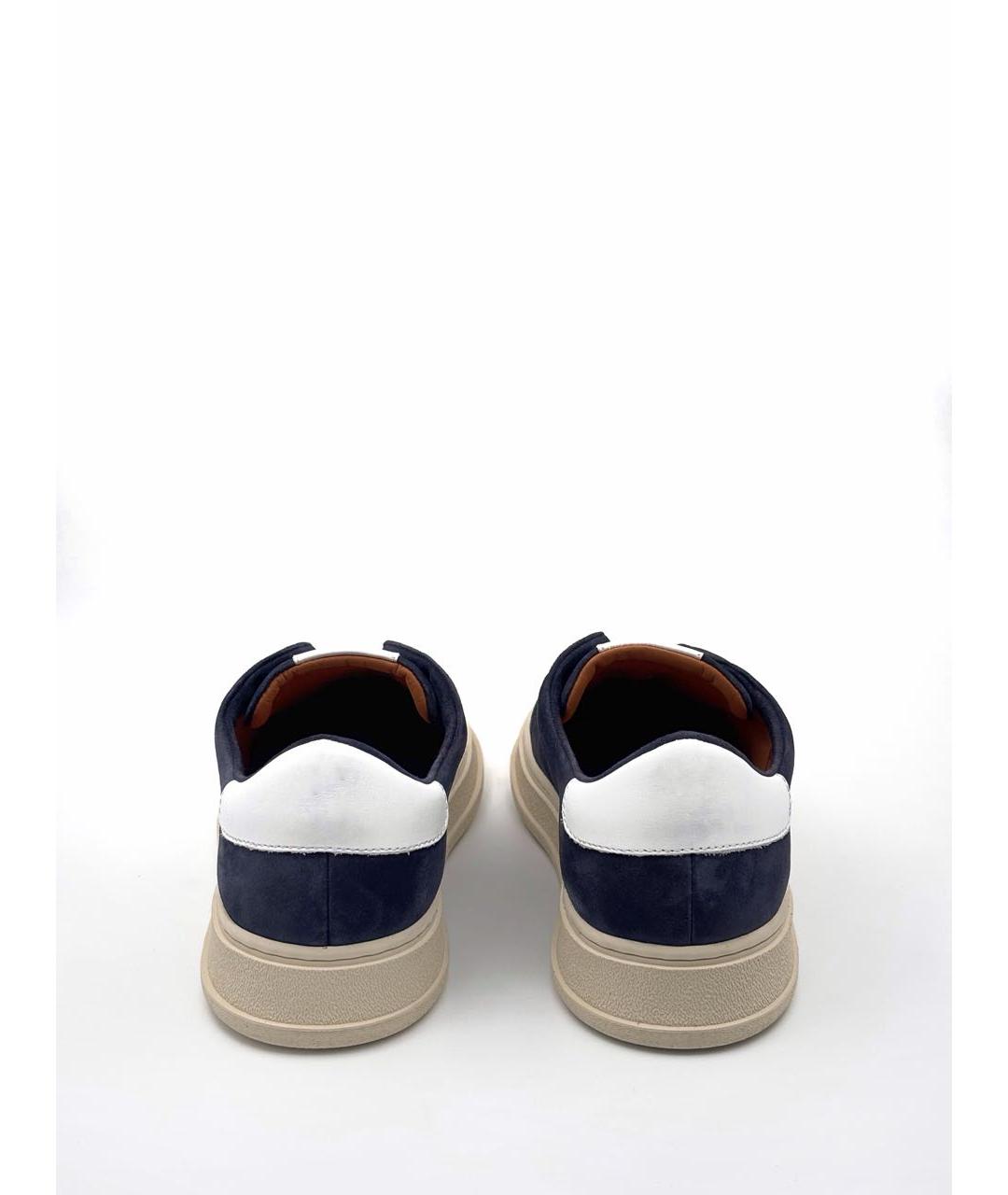 KITON Темно-синие замшевые низкие кроссовки / кеды, фото 4