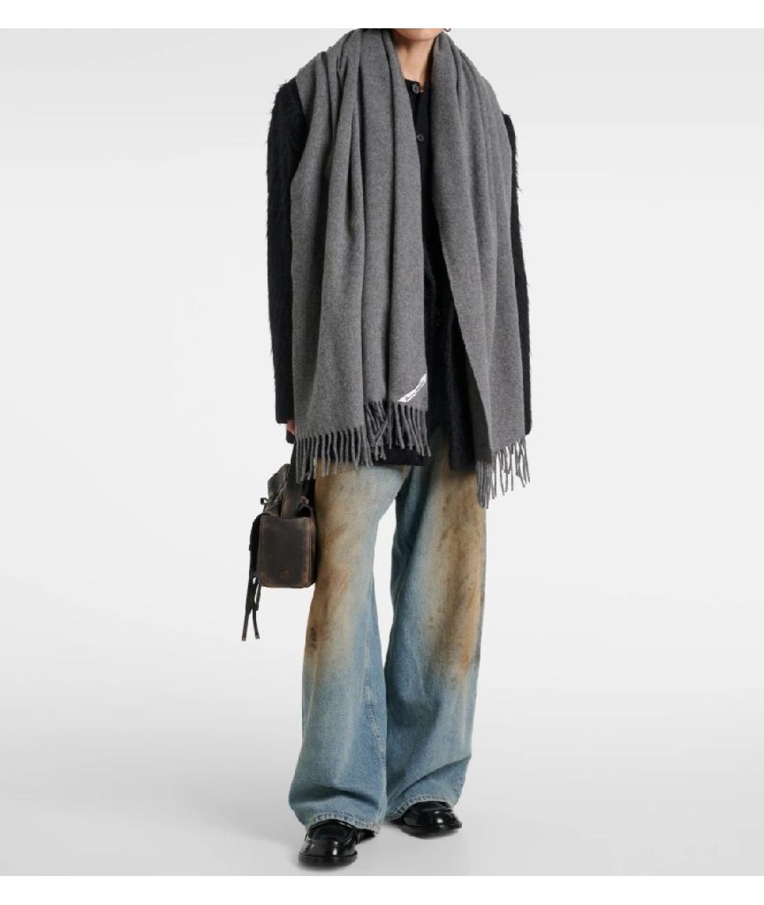 ACNE STUDIOS Серый шерстяной шарф, фото 4