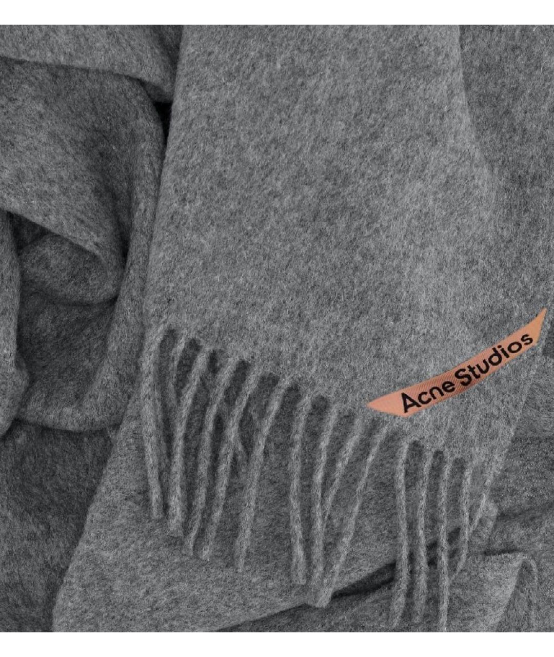 ACNE STUDIOS Серый шерстяной шарф, фото 3
