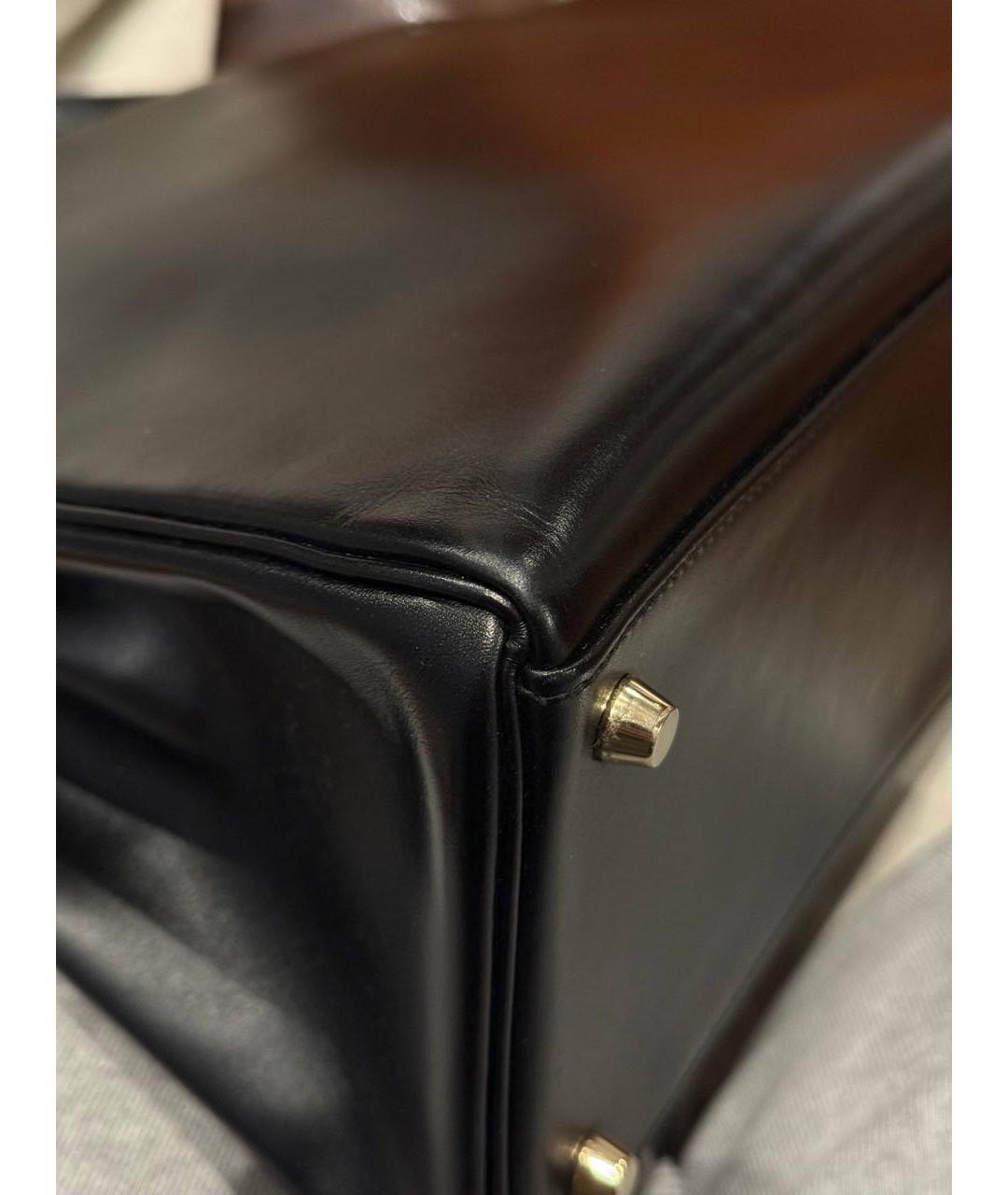 HERMES Черная кожаная сумка с короткими ручками, фото 6