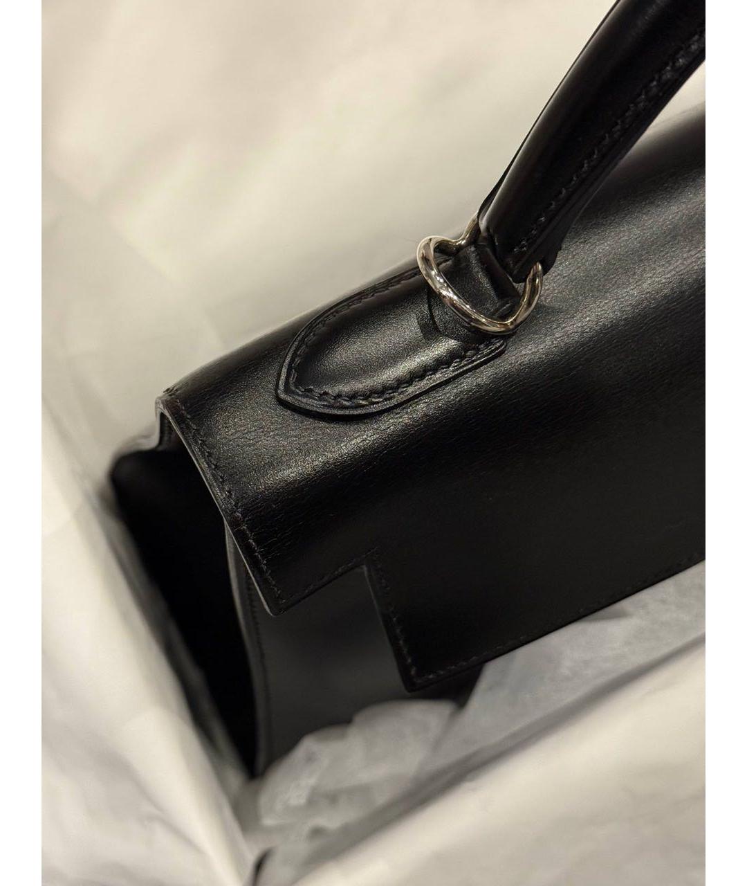 HERMES Черная кожаная сумка с короткими ручками, фото 6