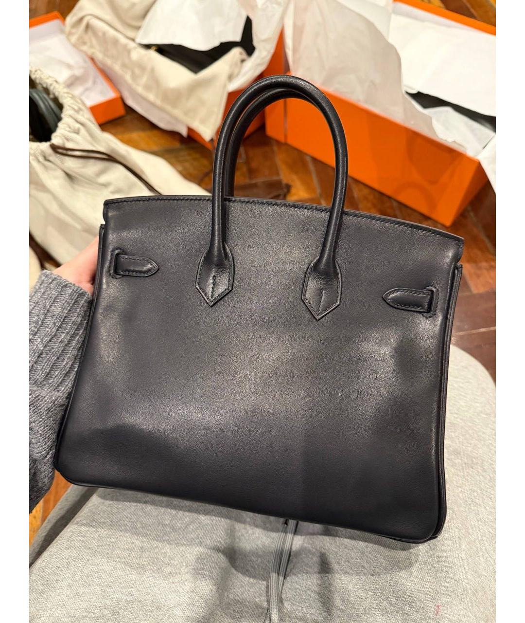 HERMES Черная кожаная сумка с короткими ручками, фото 3