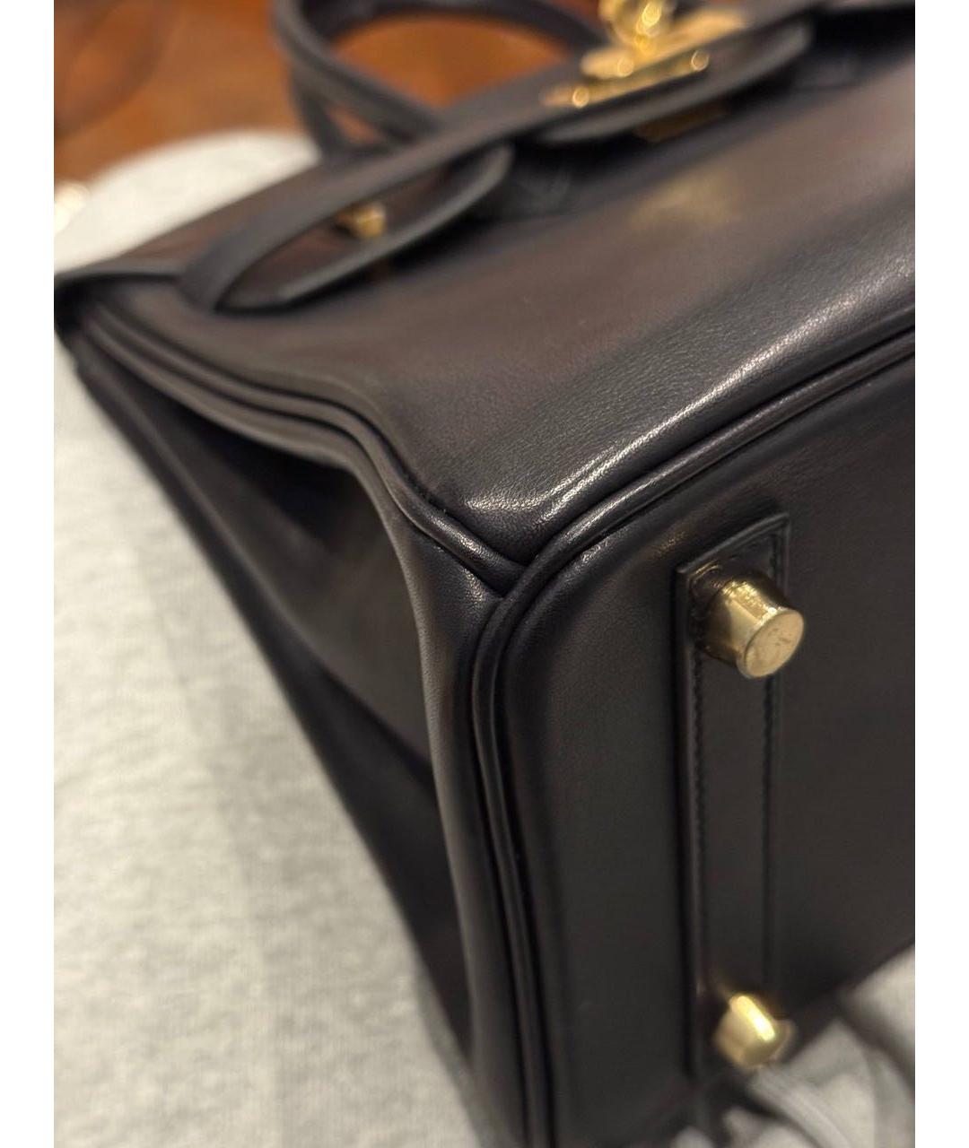 HERMES Черная кожаная сумка с короткими ручками, фото 4