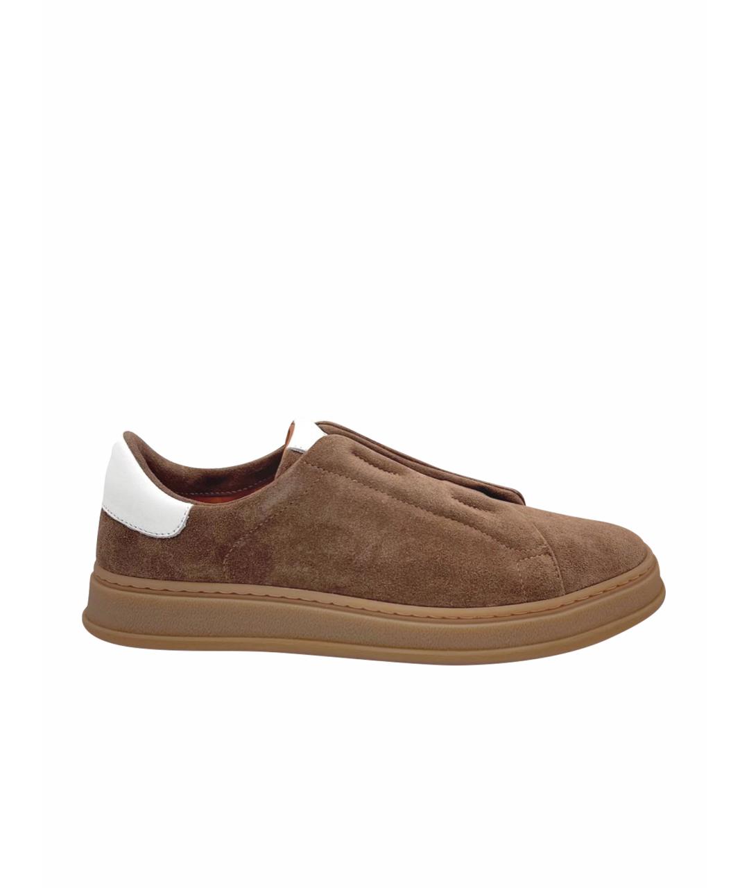 KITON Коричневые замшевые низкие кроссовки / кеды, фото 1