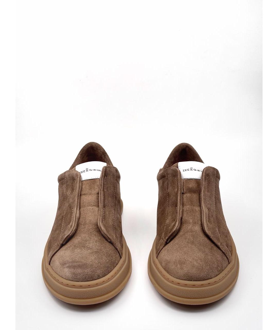 KITON Коричневые замшевые низкие кроссовки / кеды, фото 2