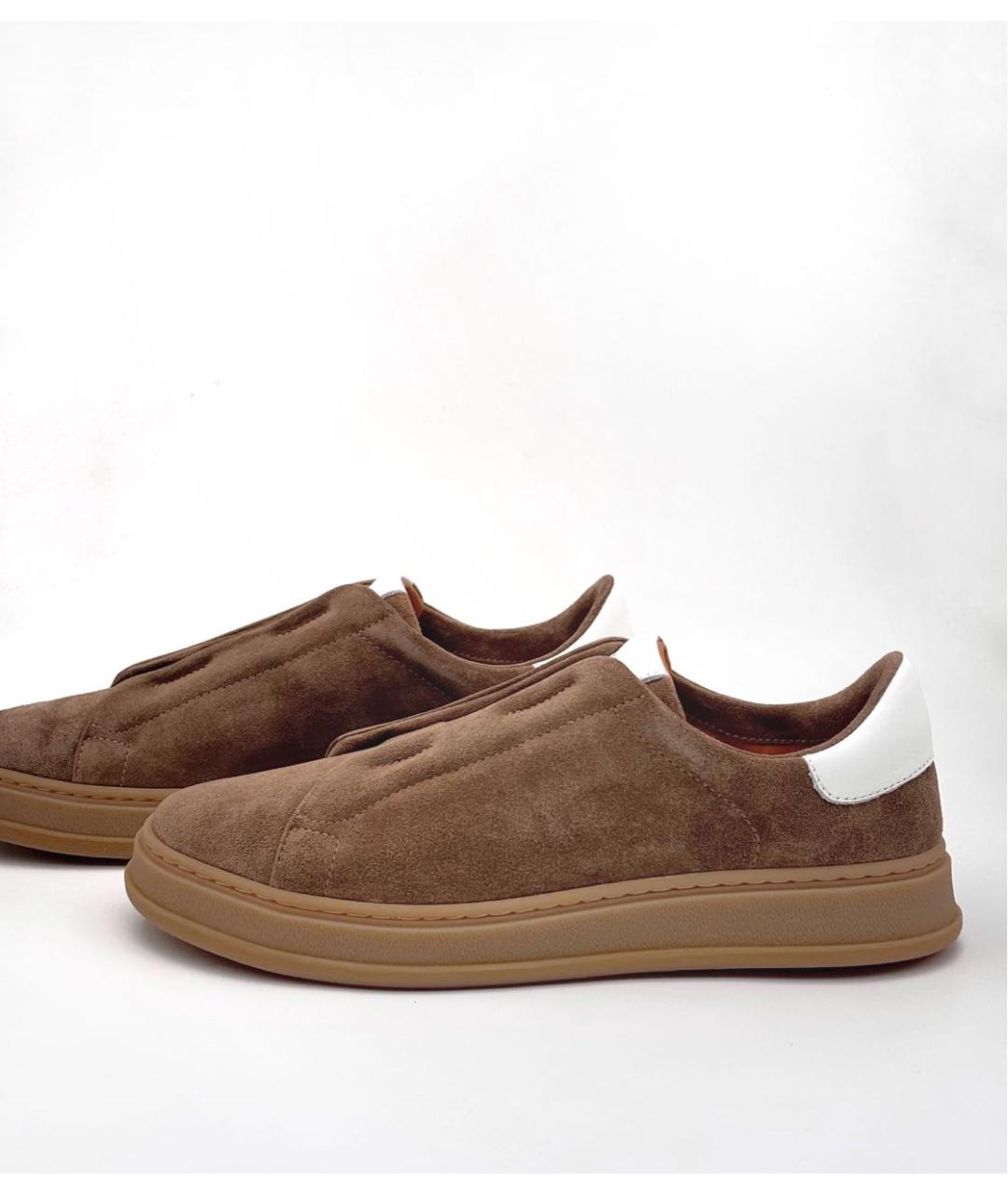 KITON Коричневые замшевые низкие кроссовки / кеды, фото 5