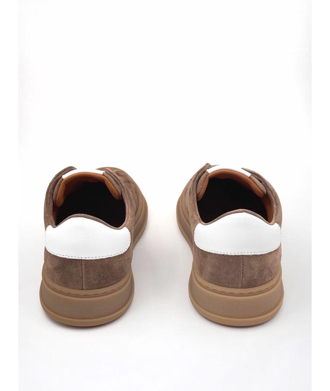 KITON Коричневые замшевые низкие кроссовки / кеды, фото 3