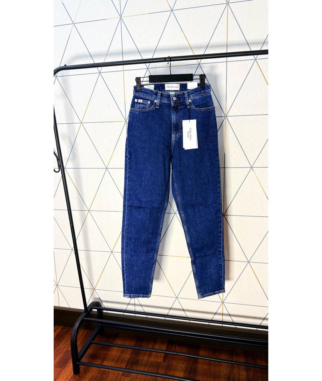 CALVIN KLEIN Темно-синие хлопко-эластановые джинсы слим, фото 5