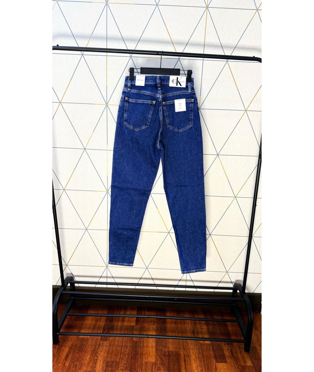 CALVIN KLEIN Темно-синие хлопко-эластановые джинсы слим, фото 2