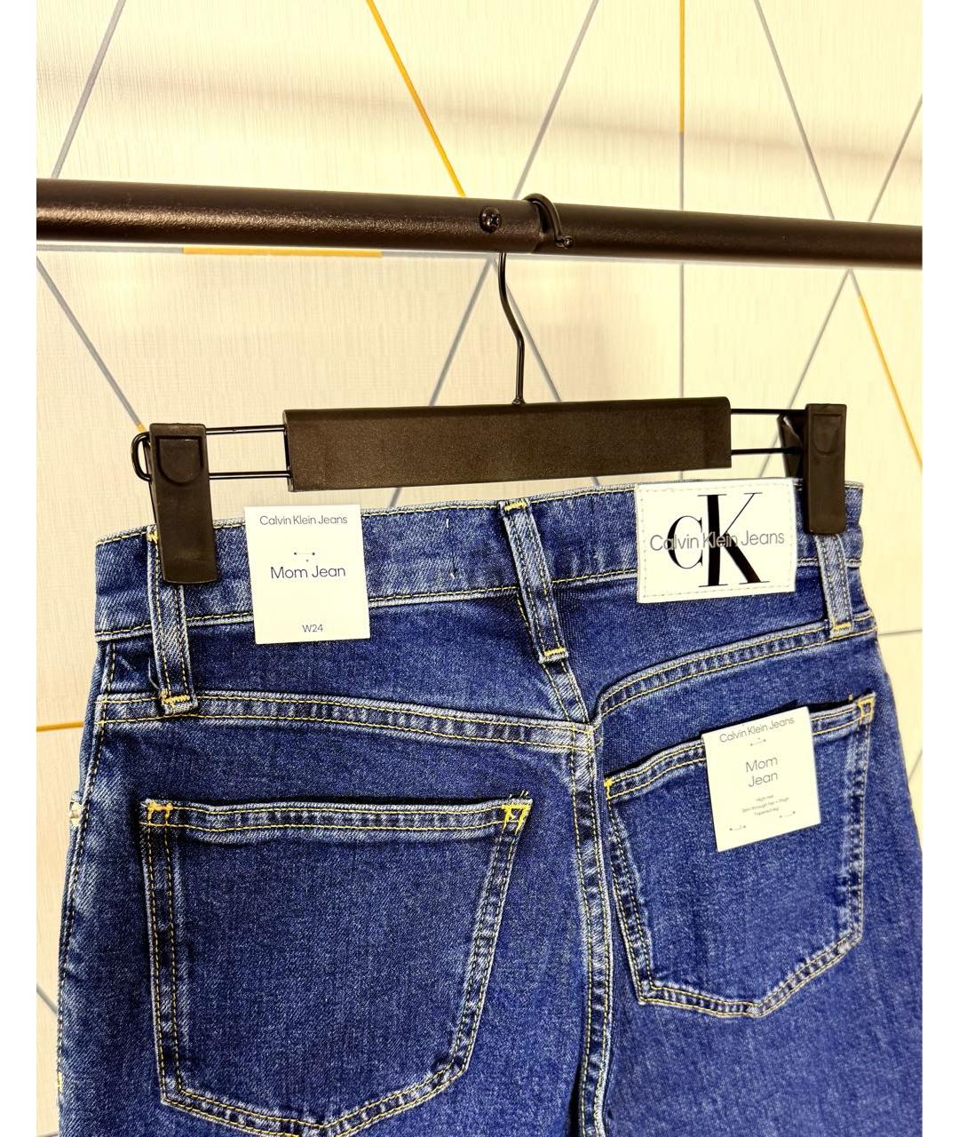 CALVIN KLEIN Темно-синие хлопко-эластановые джинсы слим, фото 3