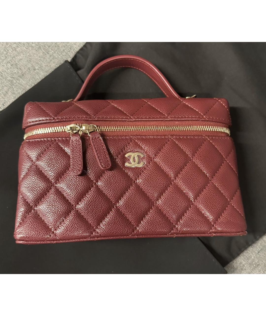 CHANEL Бордовая кожаная сумка с короткими ручками, фото 2