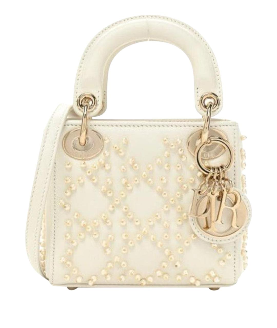 CHRISTIAN DIOR Белая кожаная сумка с короткими ручками, фото 1