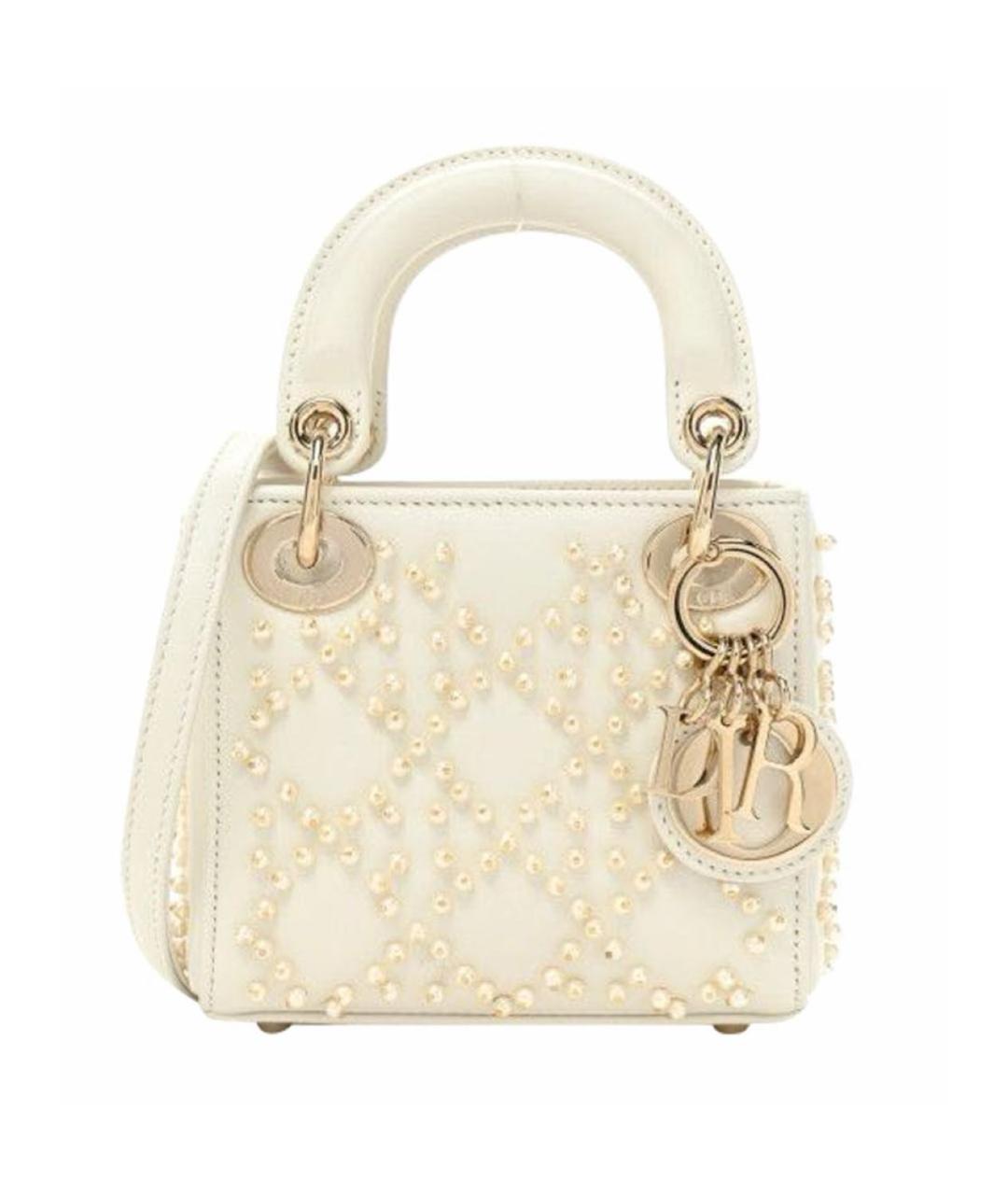 CHRISTIAN DIOR Белая кожаная сумка с короткими ручками, фото 9