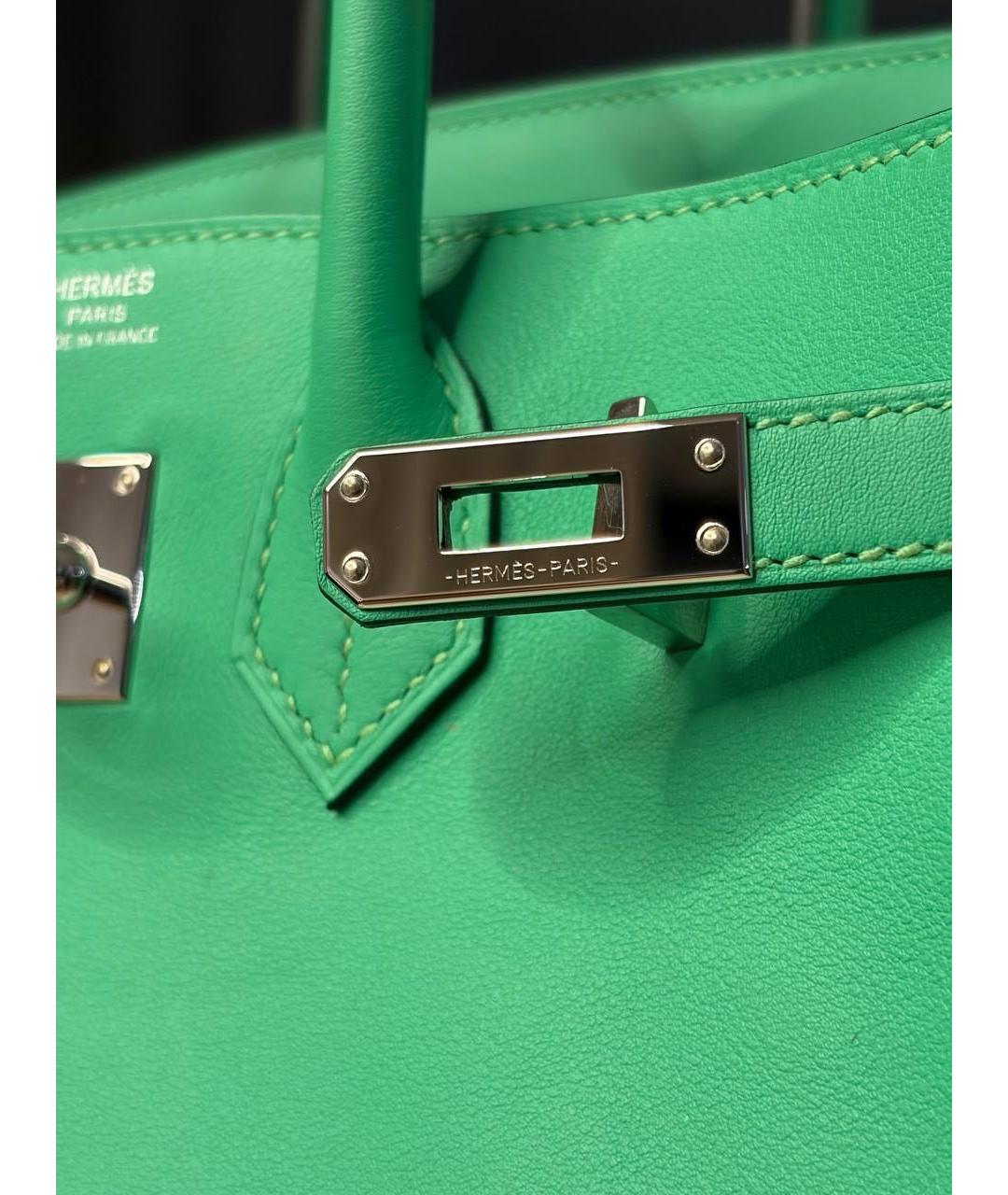 HERMES Зеленая кожаная сумка с короткими ручками, фото 3