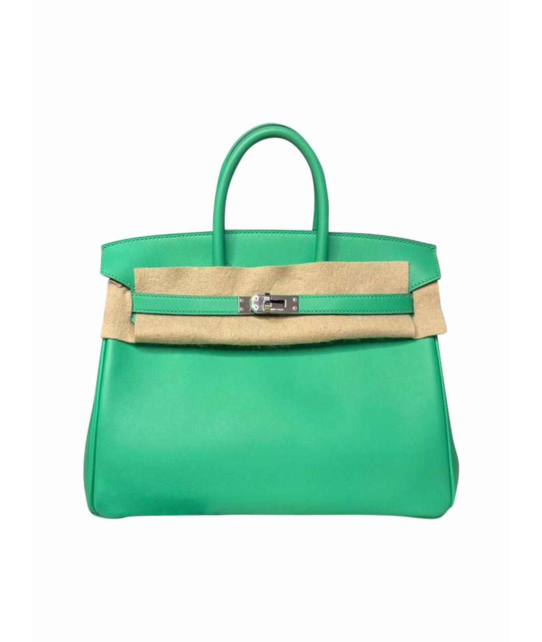 HERMES Зеленая кожаная сумка с короткими ручками, фото 1