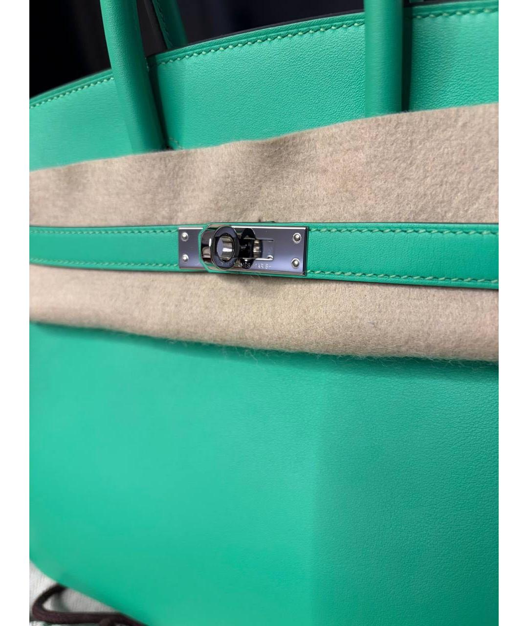 HERMES Зеленая кожаная сумка с короткими ручками, фото 4