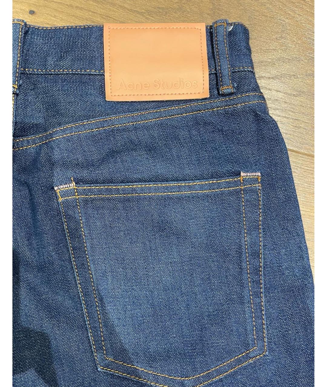 ACNE STUDIOS Темно-синие хлопковые прямые джинсы, фото 4