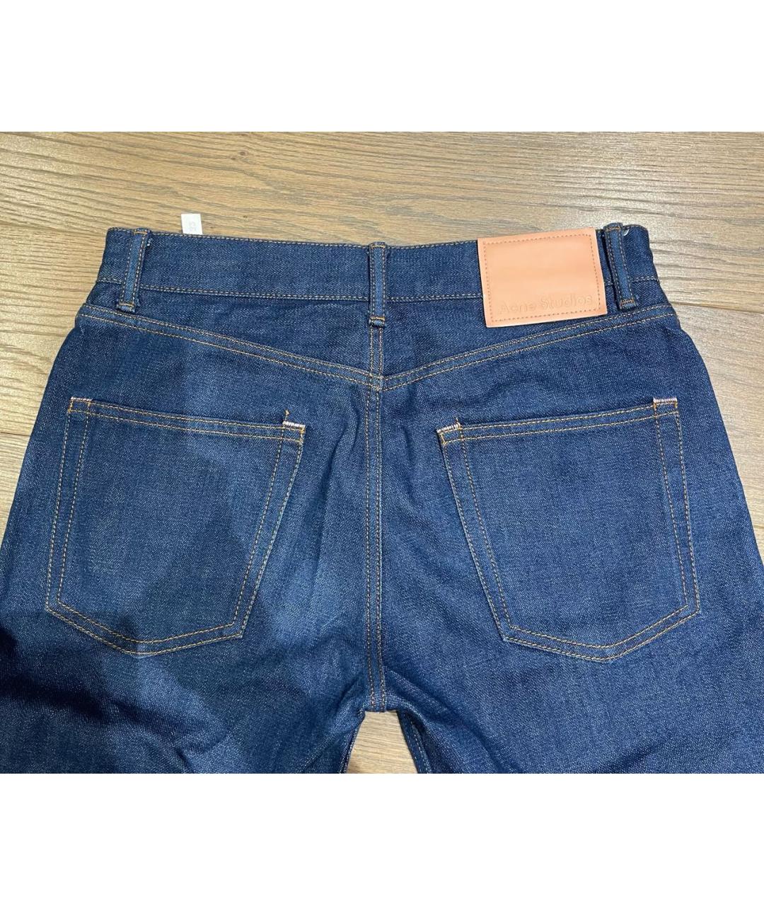 ACNE STUDIOS Темно-синие хлопковые прямые джинсы, фото 3